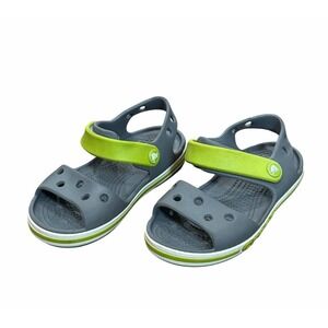 Crocs Bayaband Kids Sandals Shoes Size‎ C9 Youth Strappy Gray Lime Green Summer